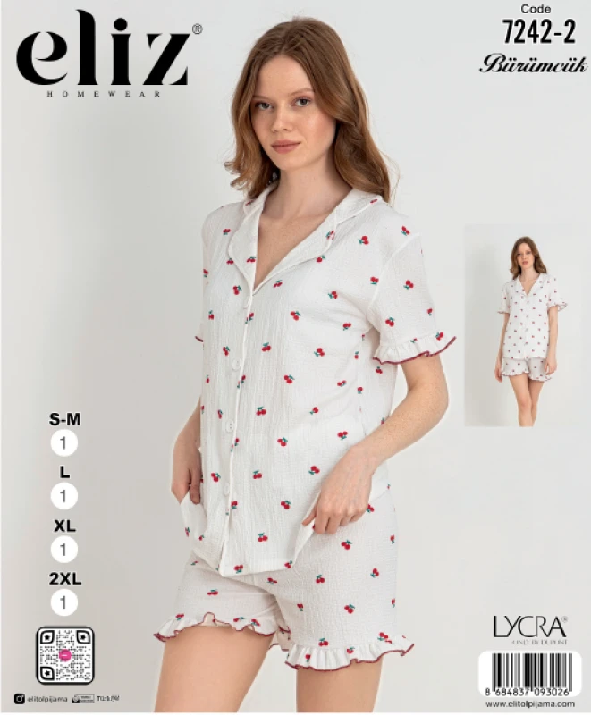 ELİZ 7242-2 BAYAN DÜĞMELİ ŞORT TAKIM
