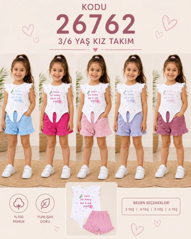 DAMLA 26762 KIZ TAKIM T.PEMBE 3-6 YAŞ