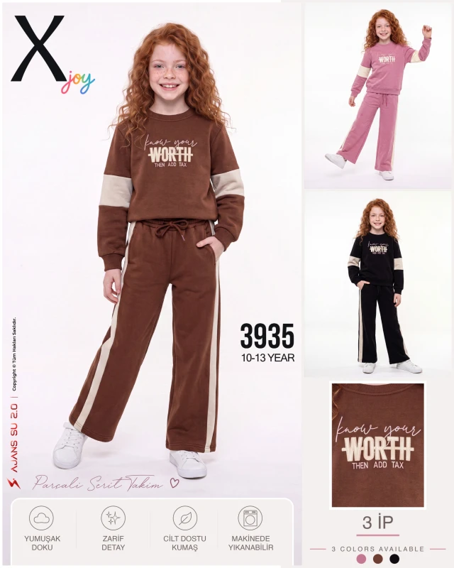 X-JOY 3935 WORTH ŞERİTLİ 3 İP ÇOCUK TAKIMI – 10-13 YAŞ