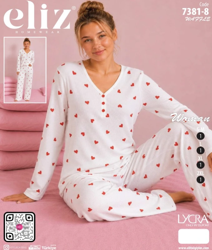 ELİZ 7381-8 WAFFLE PATLI PİJAMA TAKIMI