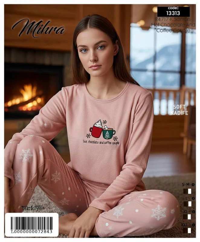 MİHRA 13313 R4717 VELVET LONG SLEEVE BOTTOM LONG LEG COVER SUIT