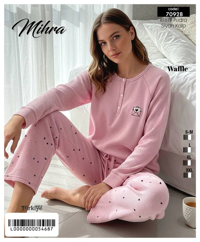 MİHRA 70928 R1619 WAFFLE PATLI NAKIŞLI TAKIM PUDRA