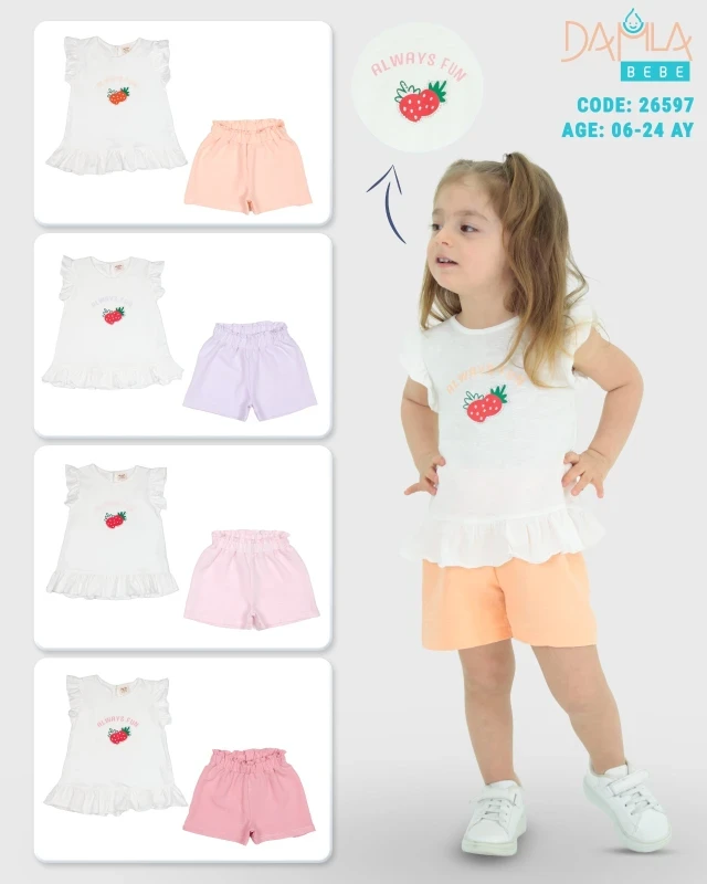 DAMLA 26597 KIZ BEBEK ŞORTLU TAKIM 6-24 AY