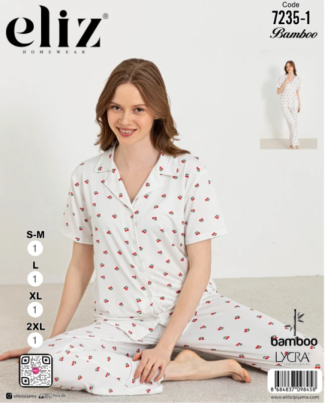 ELIZ 7235-1 BUTTONED PAJAMA SET