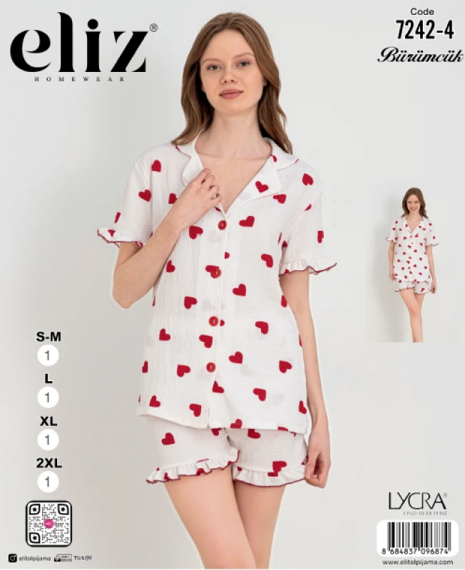 ELİZ 7242-4 BAYAN DÜĞMELİ ŞORT TAKIM