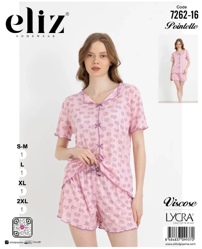 ELİZ 7262-16 FİYONKLU ŞORT TAKIM PEMBE