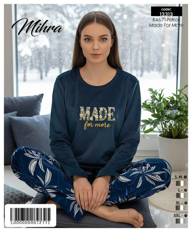 MİHRA 13313 R4671 KADİFE UZUN KOL ALT UZUN PAÇA REÇME TAKIM
