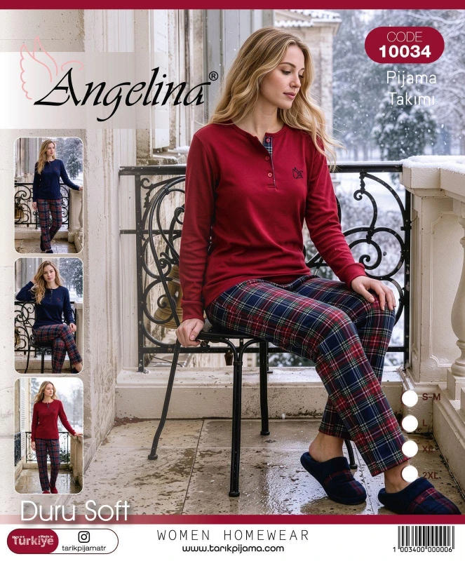 TARIK ANGELİNA 10034 DURU SOFT BAYAN PİJAMA TAKIMI BORDO S-XXL