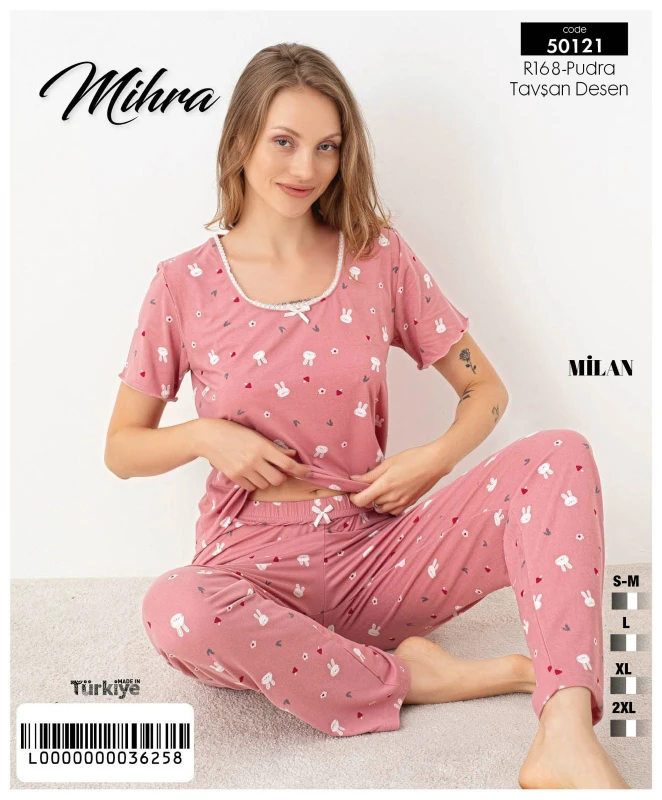 MİHRA 50121 R168 Milan Kısa Kol Alt Uzun Takım Pud