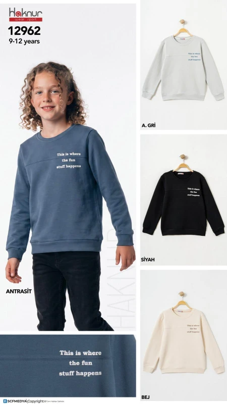 HAKNUR 12962 ERKEK ÇOCUK PİKE SWEAT 9-12 YAŞ