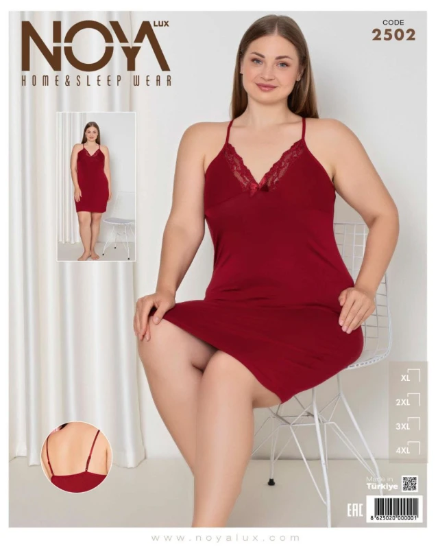 NOYA 2502 BİG İP ASKILI GECELİK BORDO