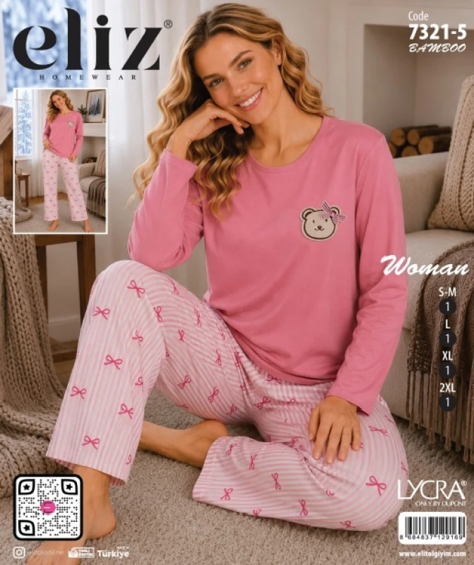 ELİZ 7321-5 MİLAN BASIC BAMBU PİJAMA TAKIMI