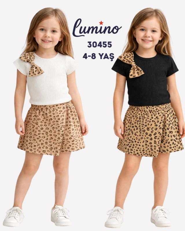 LUMİNO 30455 LEOPAR ŞORT ETEK TK EKRU 4-8 YAŞ