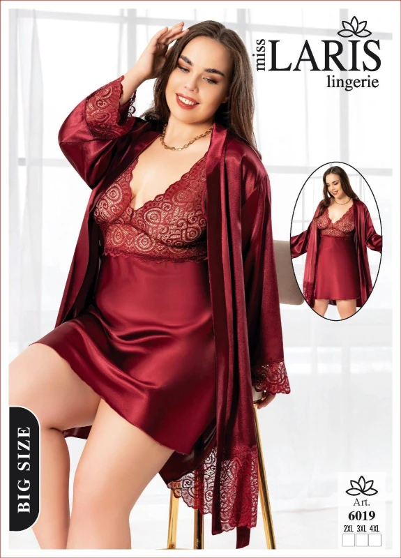 MİSS LARİS 6019 SATEN SABAHLIKLI 2'Lİ BATTAL TAKIM