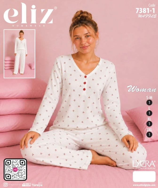 ELİZ 7381-1 WAFFLE PATLI PİJAMA TAKIMI
