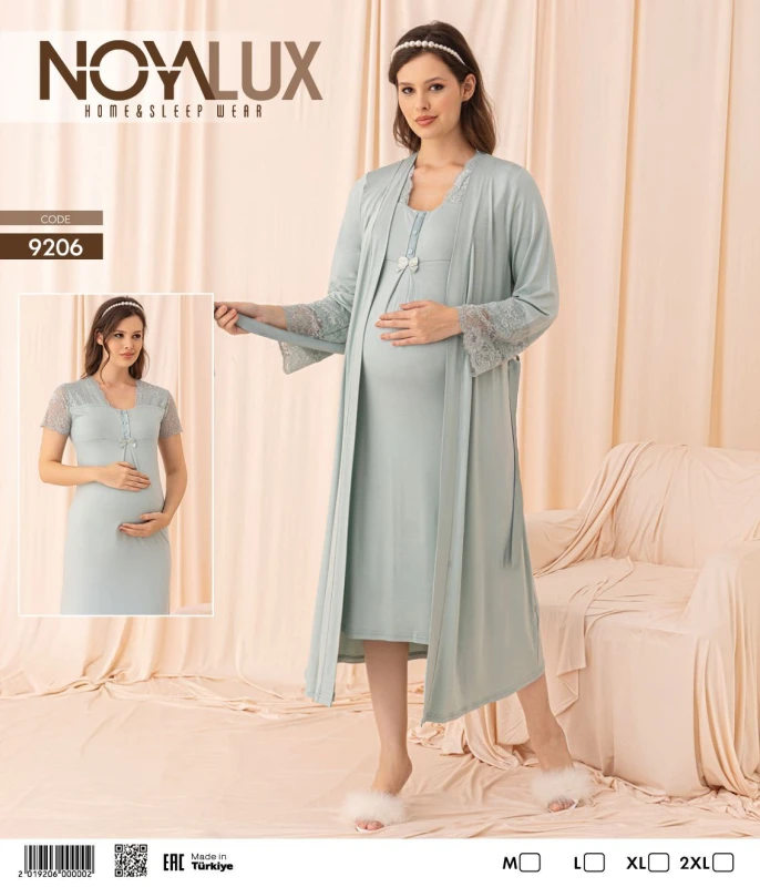 NOYA 9206 2'Lİ YEŞİL HAMİLE PİJAMA  TAKIM 