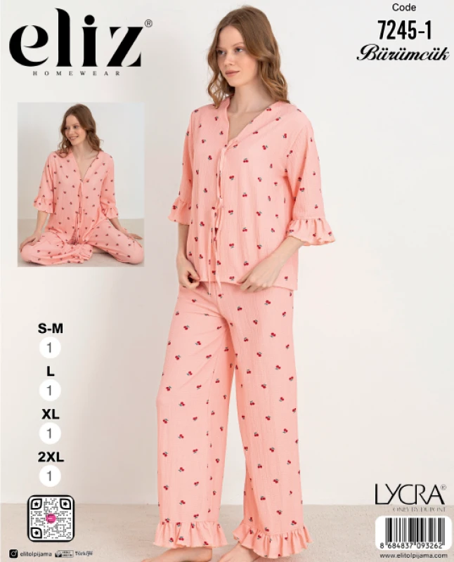 ELİZ 7245-1 WOMEN'S ROBE PJAMA 2-Piece SET