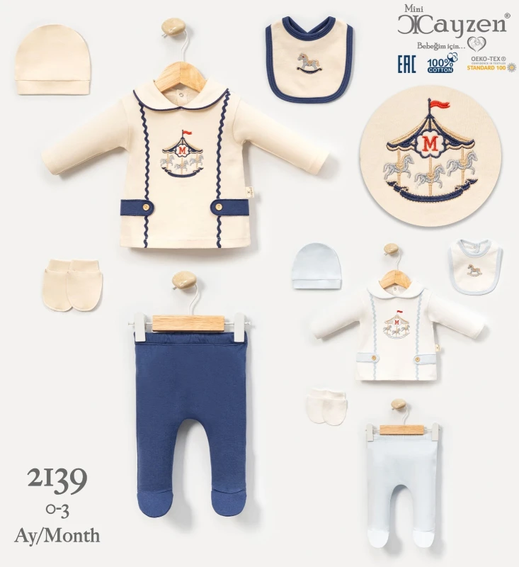 CAYZEN 2139 SU TAŞLI ERKEK 6'Lİ BEBEK SETİ 0-3 AY