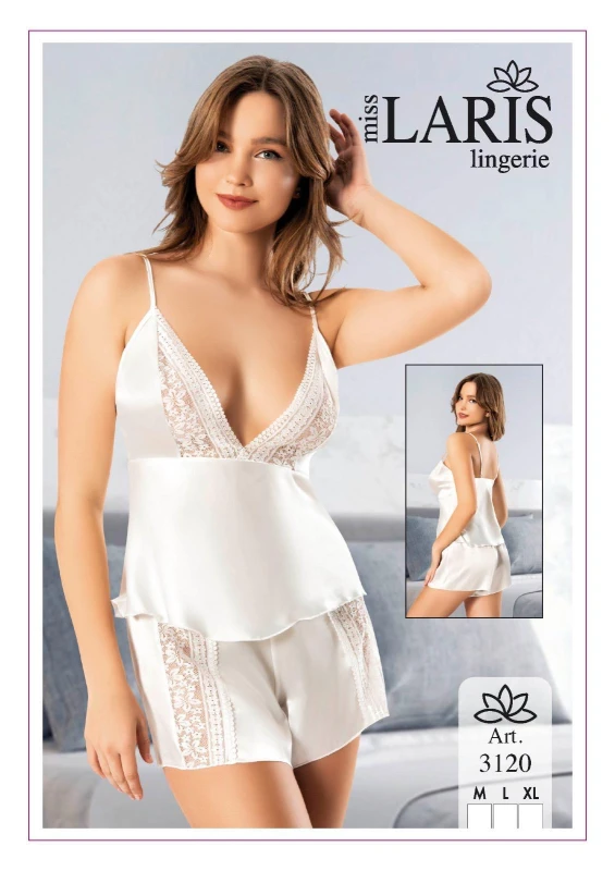 MİSS LARİS 3120 ŞORTLU GECELİK TAKIMI EKRU