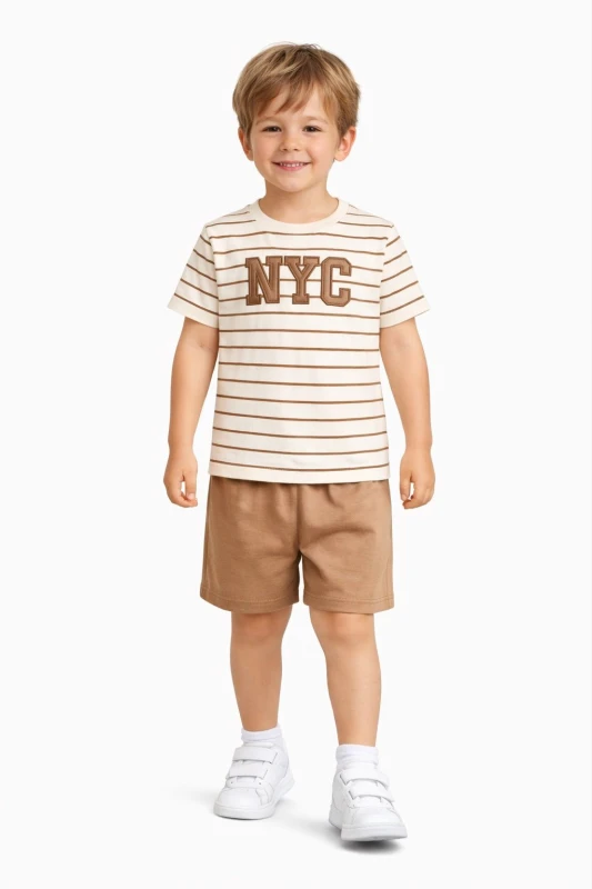 LUMİNO 30102 NYC NAKİSLİ İKİLİ TAKIM KAHVE