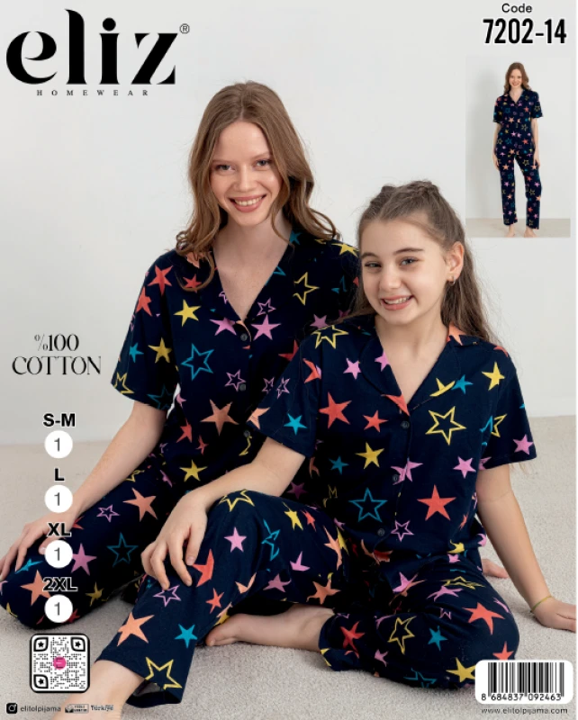 ELİZ 7202-14 WOMEN'S BUTTONED PAJAMA SET