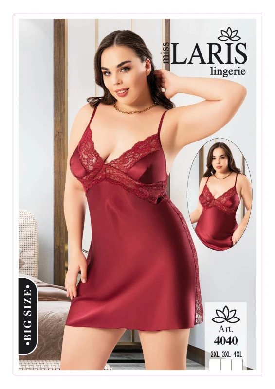 MİSS LARİS 4040 SATEN BATTAL GECELİK BORDO