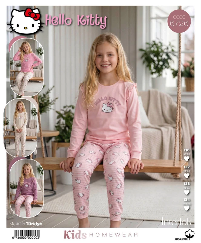 TARIK HELLO KITTY 6726 KIZ GARSON PİJAMA TAKIMI 6-11 YAŞ