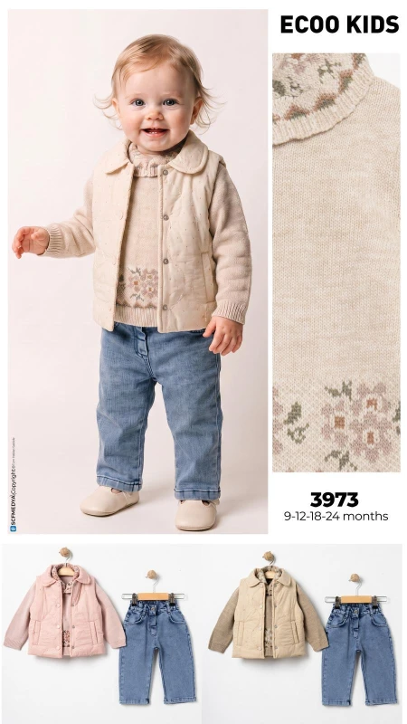 ECOO 3973 KIZ BEBEK TRİKO YELEK TAKIM 9-24 AY