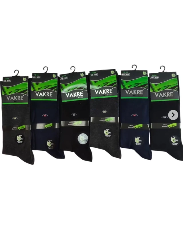 VAKRE PLUS ERKEK BAMBU DİKİŞSİZ SOKET ÇORAP 6'LI ASORTİ