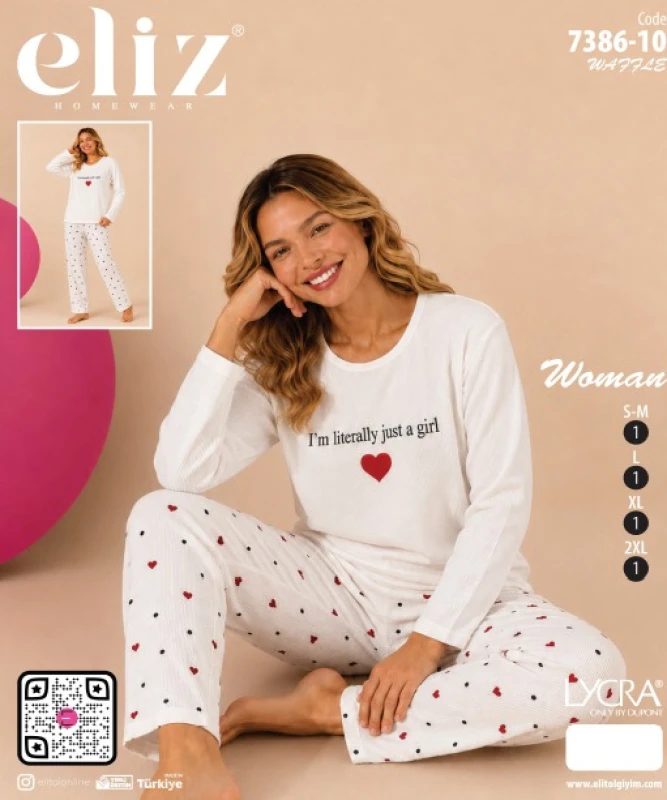 ELİZ 7386-10 WAFFLE BASIC PİJAMA TAKIMI