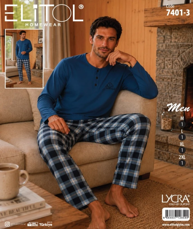 ELITOL 7401-3 MEN'S LYCRA SUPERIOR PAJAMA SET