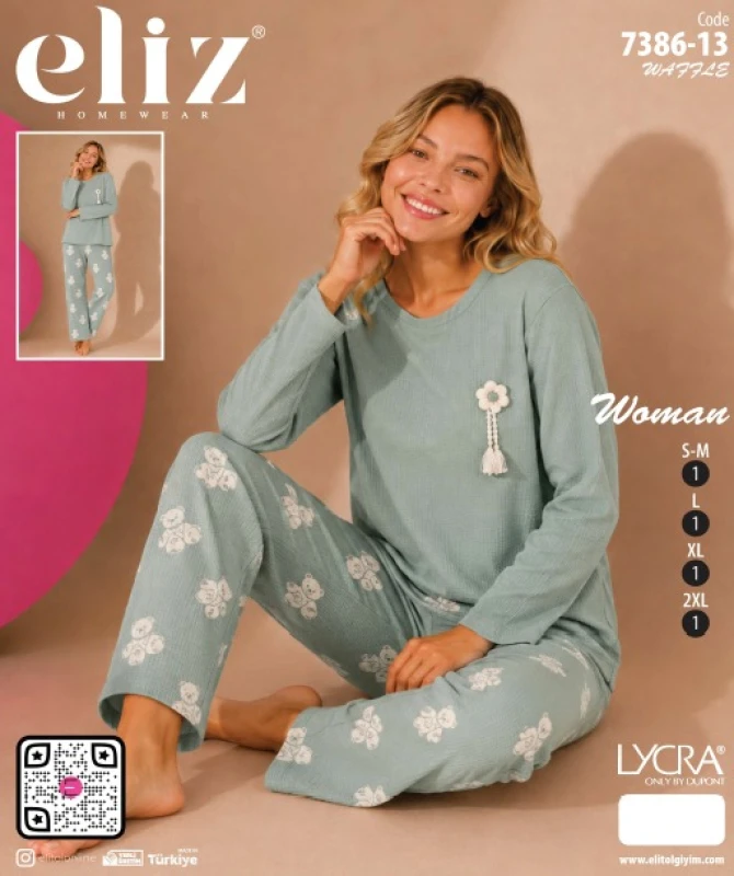 ELİZ 7386-13 WAFFLE BASIC PİJAMA TAKIMI