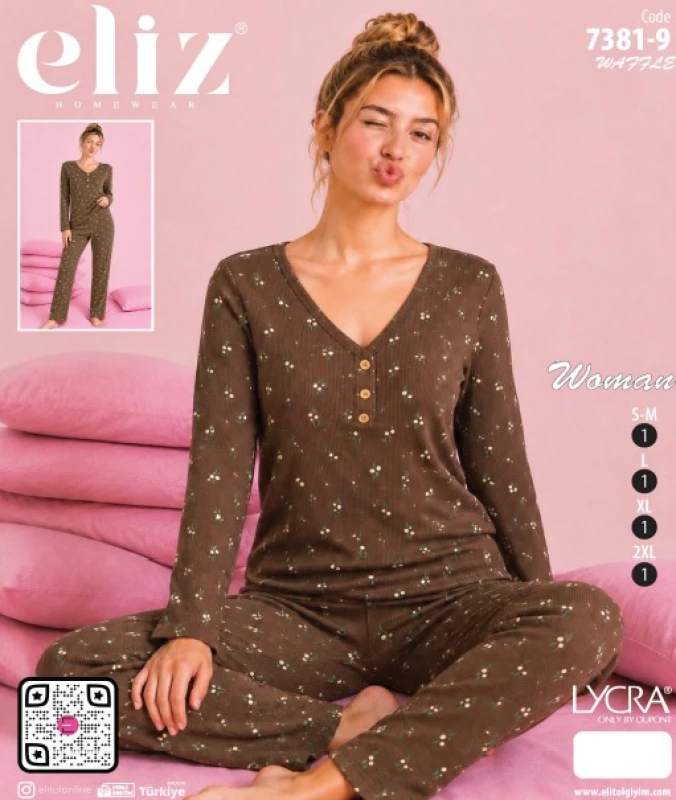 ELİZ 7381-9 WAFFLE PATLI PİJAMA TAKIMI