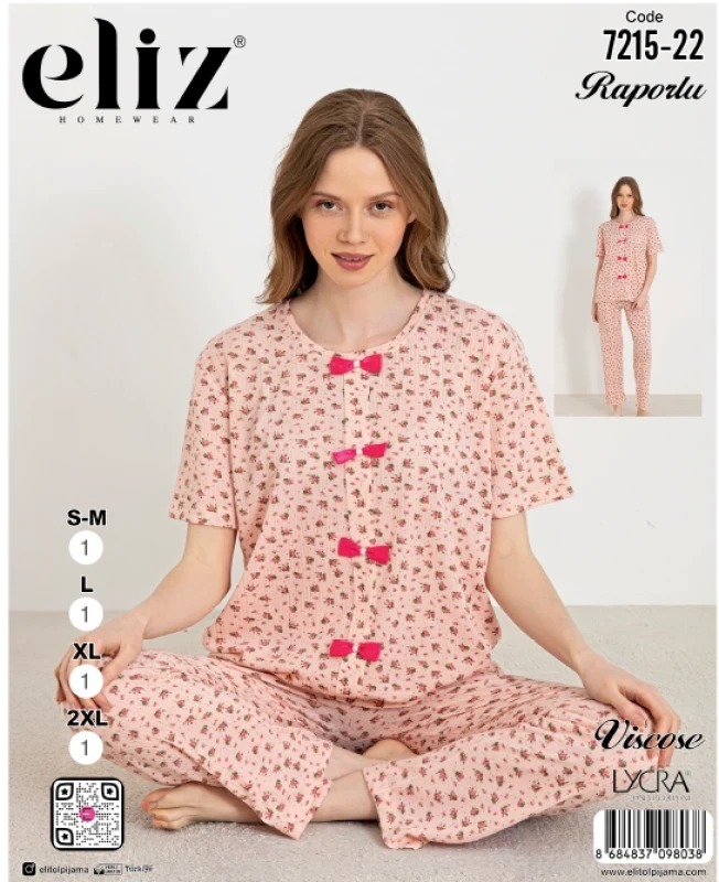 ELİZ 7215-22 PAPYONLU PİJAMA TAKIMI
