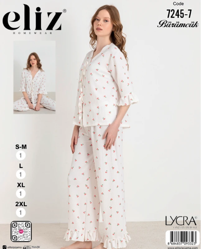 ELİZ 7245-7 WOMEN'S ROBE PJAMA 2-Piece SET