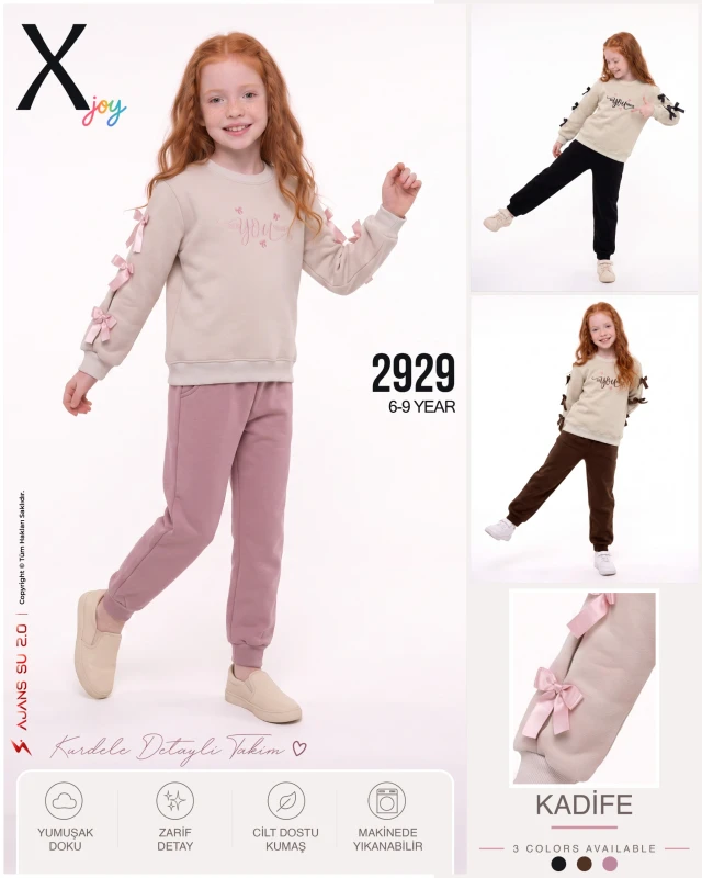 X-JOY 2929 FİYONKLU BE YOU 3 İP KIZ ÇOCUK TAKIMI – 6-9 YAŞ