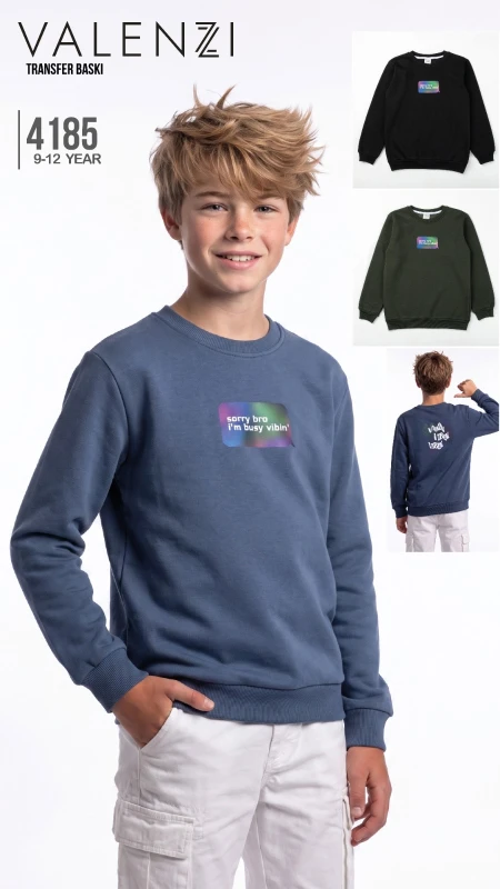 VALENZİ 4185 VİBİN BASKILI ERKEK ÇOCUK SWEATSHIRT – 9-12 YAŞ