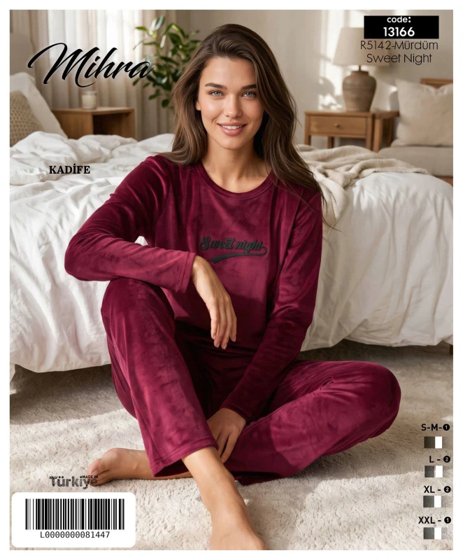 MİHRA 13166 R5142 KADİFE PAÇA REÇMELİ BASIC TAKIM MÜRDÜM