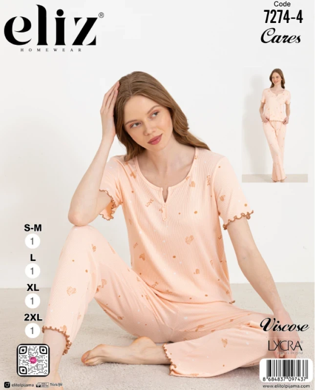 ELİZ 7274-4 KADIN PATLI PİJAMA TAKIMI