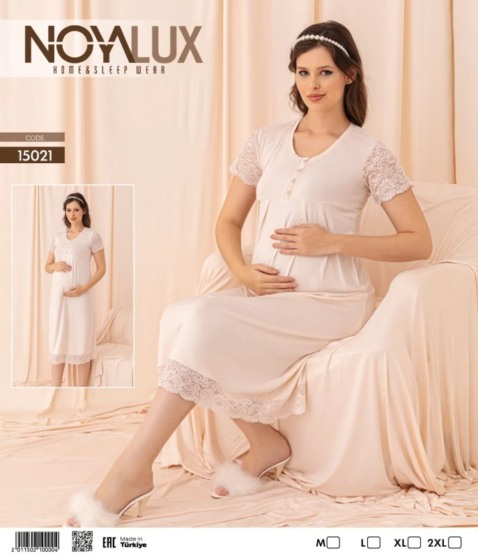 NOYA 15021  DANTELLİ HAMİLE GECELİK