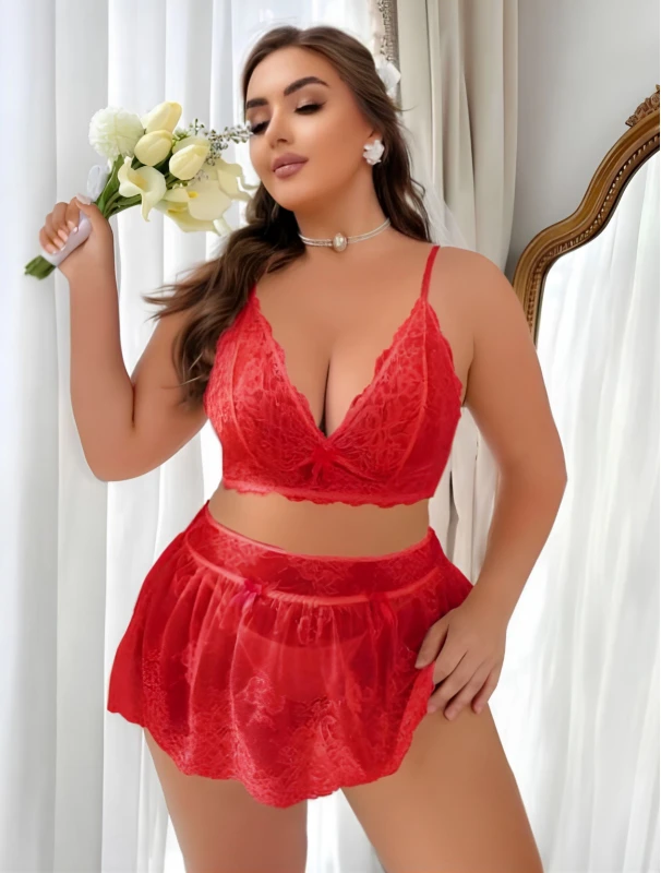 PASSİONE 75004 ETEKLİ BİG SİZE  KIRMIZI  BİG SİZE