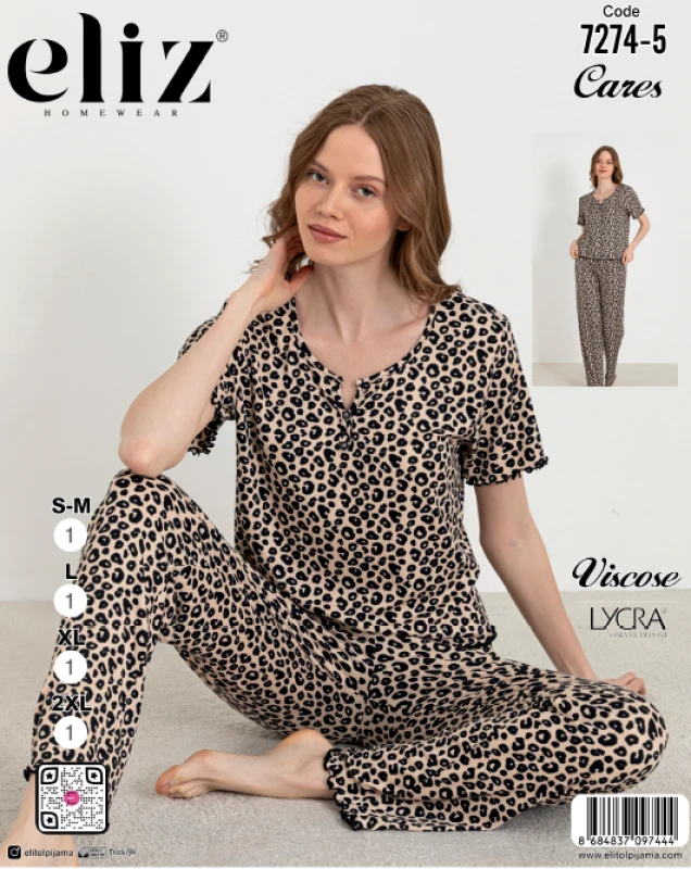 ELİZ 7274-5 WOMEN'S BUTTON PJAMA SET