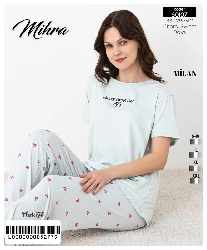 MİHRA 50107 R3029 MİLAN KISA KOL ALT UZUN PİJAMA