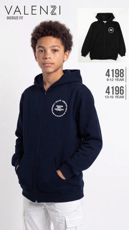 VALENZİ 4198 CREATIVE BASKILI ERKEK ÇOCUK HIRKASI – 9-12 YAŞ