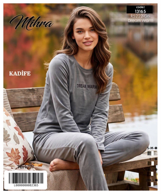 MİHRA 13165 R5222 KADİFE BASIC PAÇA MANŞETLİ PİJAMA