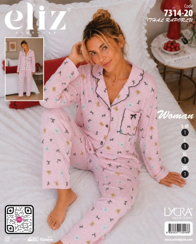 ELİZ 7314-20 İTHAL RAPORLU DÜĞMELİ PİJAMA TAKIMI