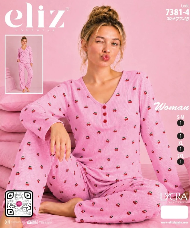 ELİZ 7381-4 WAFFLE PATLI PİJAMA TAKIMI