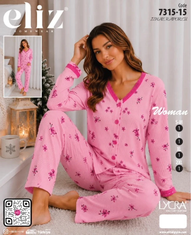 ELİZ 7315-15 İTHAL RAPORLU DANTELLİ PİJAMA TAKIMI