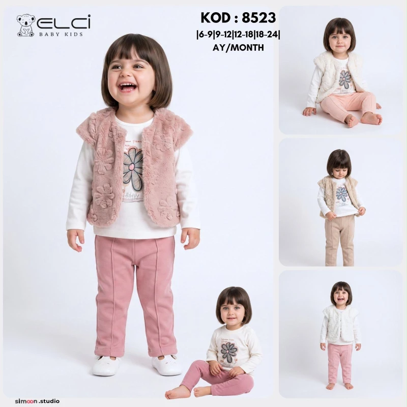 ELCİBABY 8523 KIZ BEBEK 3'LÜ TAKIM 6-24 AY