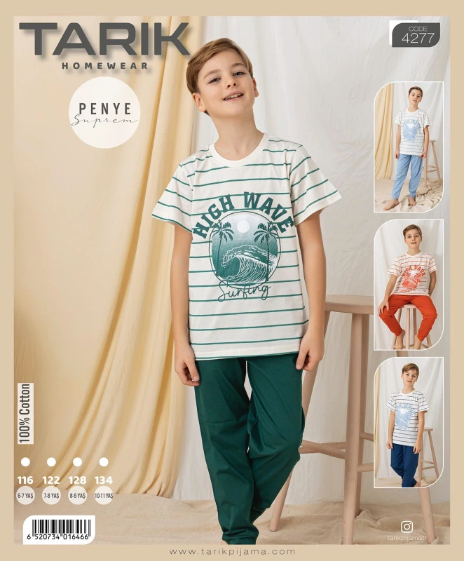 TARIK 4277 ÇİZGİLİ KISA KOL LACİVERT 6-11 YAŞ